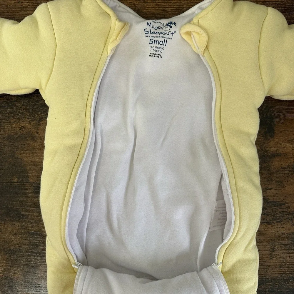 Merlin Sleepsuit Kids Small Yellow Quilted Cotton Swaddle Transition‎